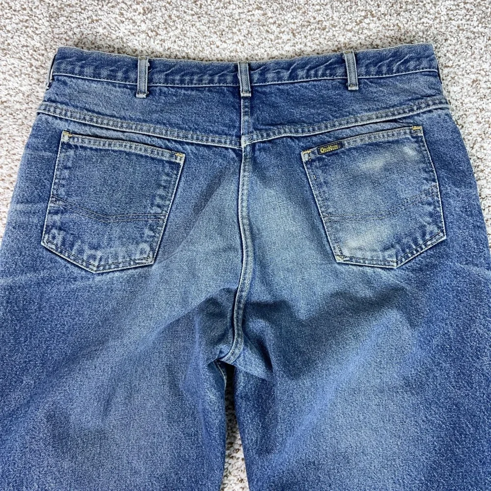 Vintage OshKosh Bgosh Jeans Mens 38x32 Blue Flannel Lined Plaid Straight Leg USA